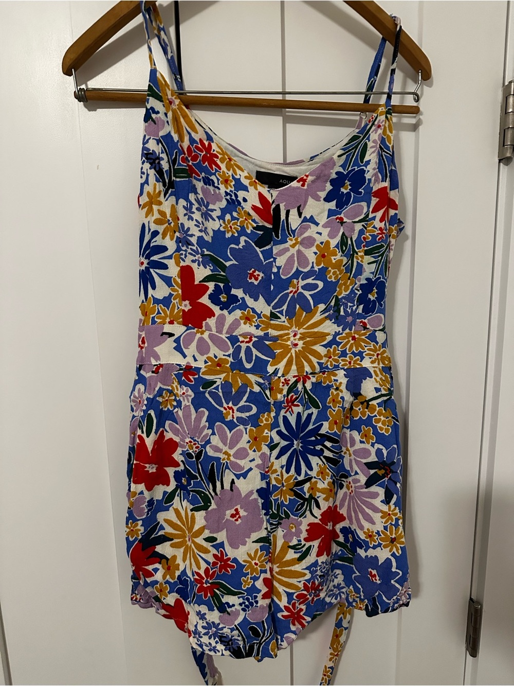 Aqua Multicolor Floral V-Neck Romper